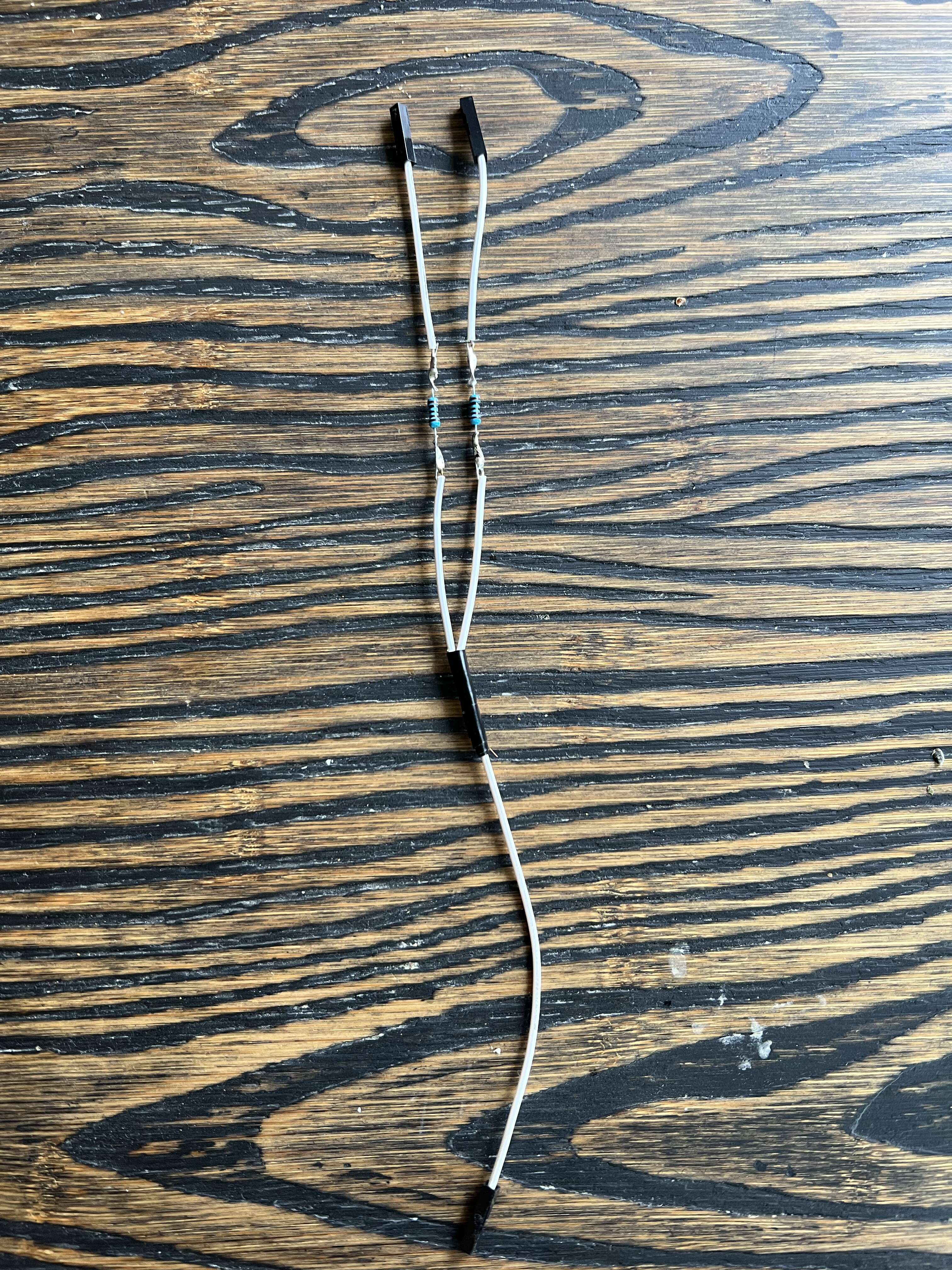 The desired end result; wrap removed from resistors for illustration purposes.