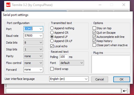 Termite Setup Screen